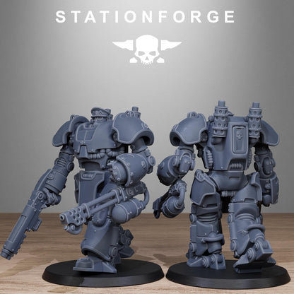 GrimGuard Power Armor Modular Set Miniatures by STATIONFORGE,  Imperial Guard Mechanized Infantry regiment