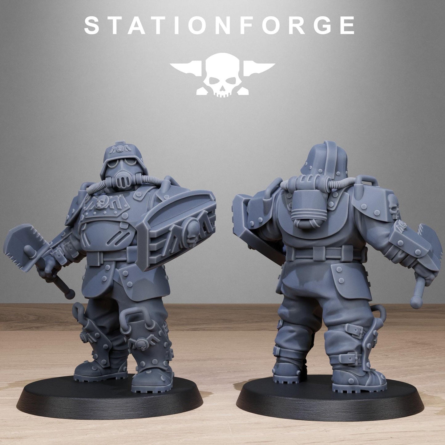 GrimGuard Armored Mutants, Imperial Guard Proxy, Sci-Fi Wargames Miniatures by STATIONFORGE