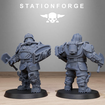 GrimGuard Armored Mutants, Imperial Guard Proxy, Sci-Fi Wargames Miniatures by STATIONFORGE