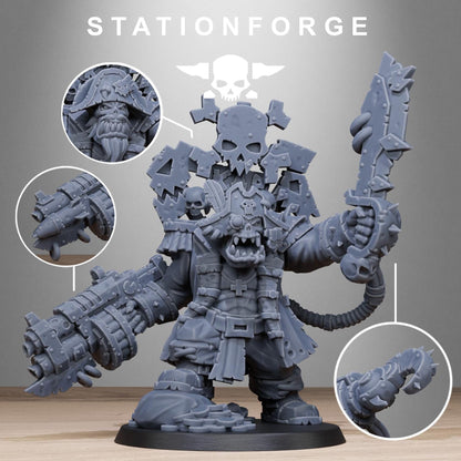 Orkaz Pirate, Space-Faring Orkish Menace Sculpted by STATIONFORGE, Grimdark Compatible, Sci-Fi Wargame Scale
