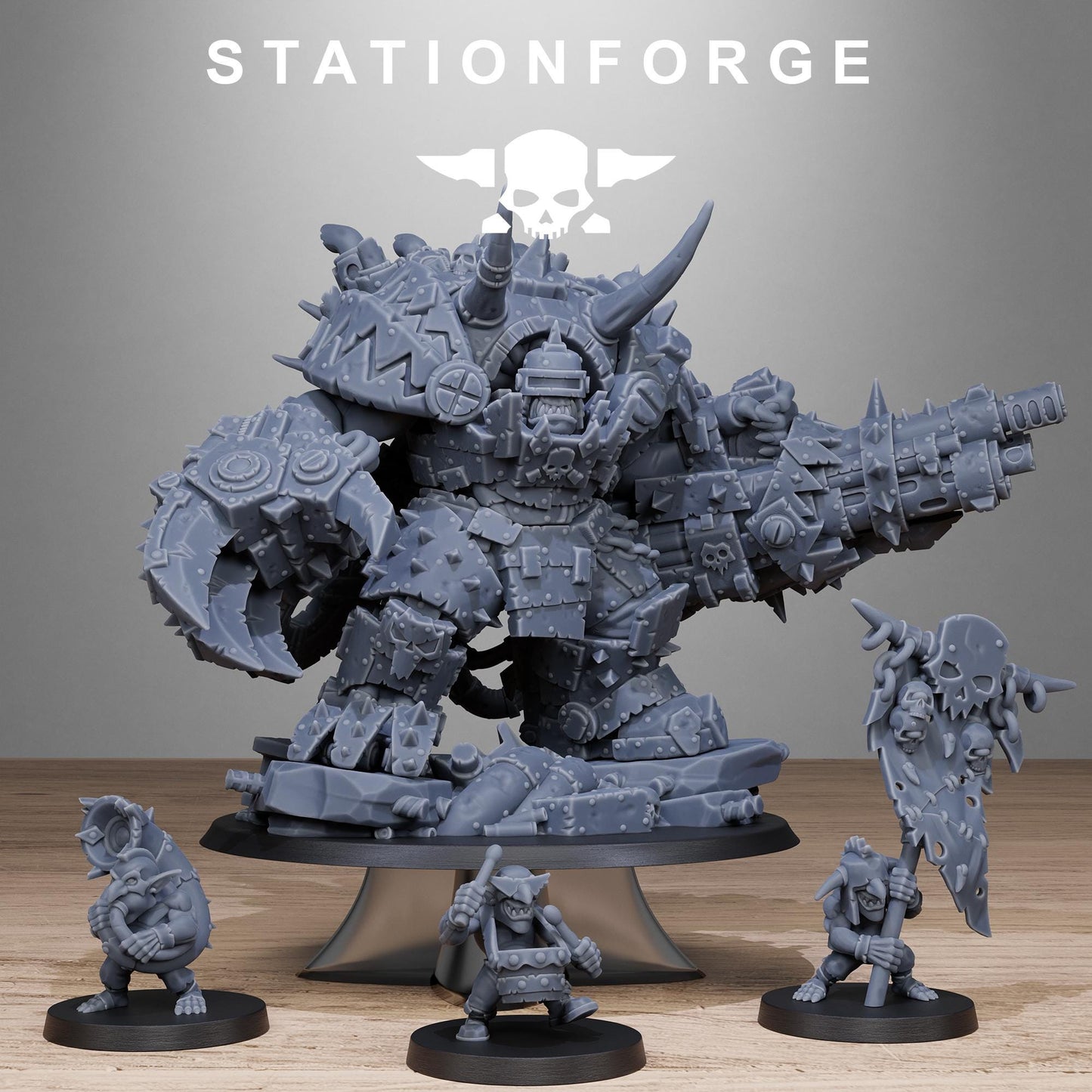 Orkaz Grand Nutta 3.0, Space-Faring Orkish Menace Sculpted by STATIONFORGE, Grimdark Compatible, Sci-Fi Wargame Scale