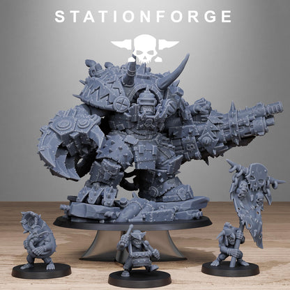 Orkaz Grand Nutta 3.0, Space-Faring Orkish Menace Sculpted by STATIONFORGE, Grimdark Compatible, Sci-Fi Wargame Scale