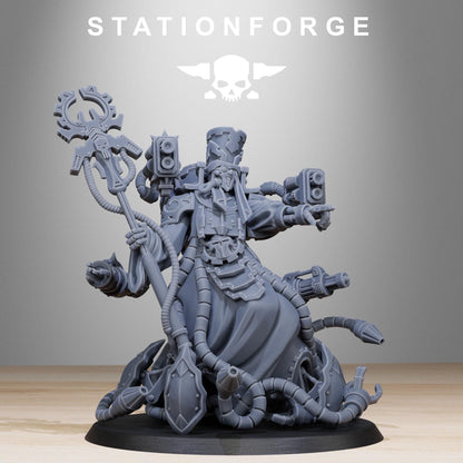 Scavenger Chaplain, Space Techno-bots, modular Sci-Fi warriors by STATIONFORGE, Sci-Fi Wargames Cyber-themed Grimdark miniatures
