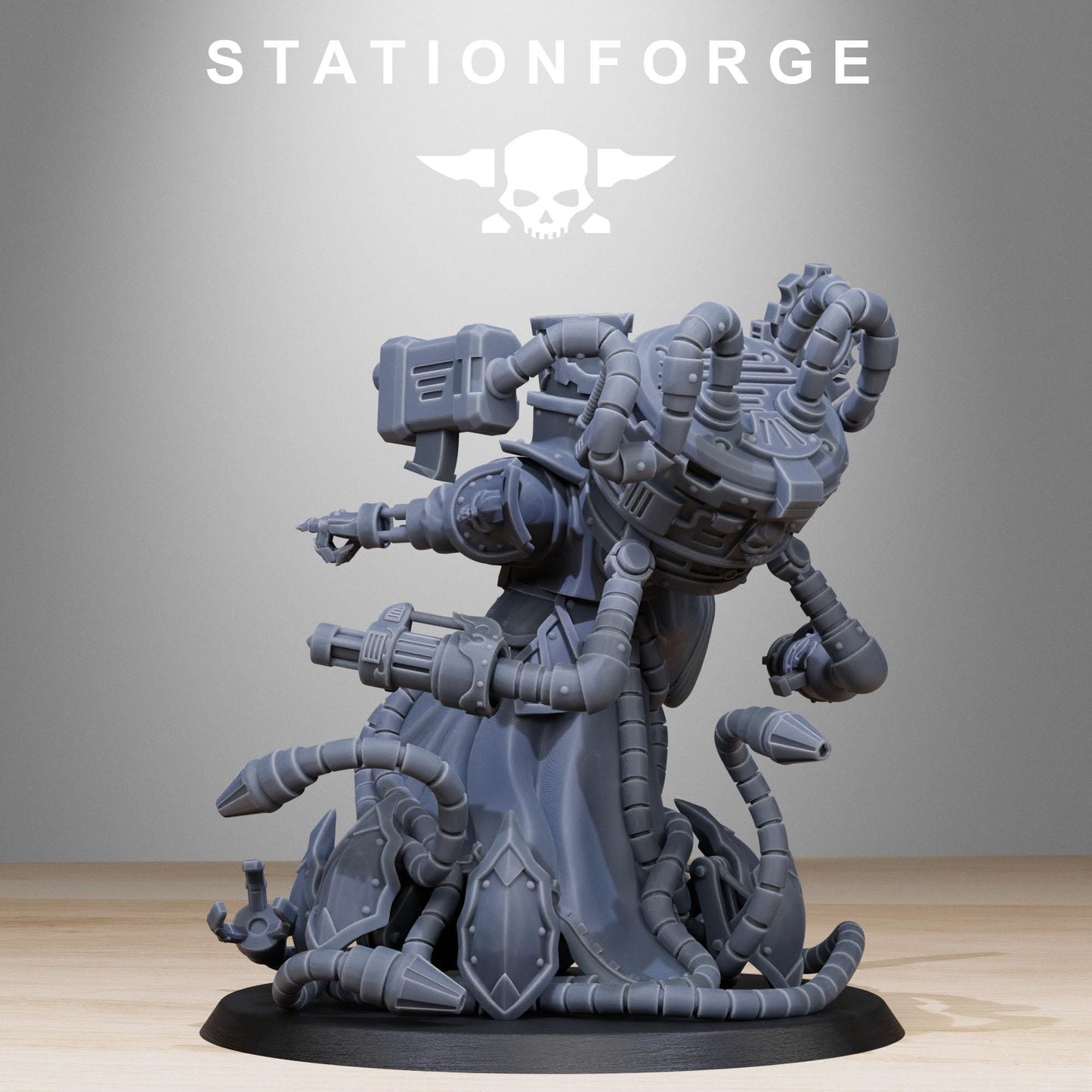 Scavenger Chaplain, Space Techno-bots, modular Sci-Fi warriors by STATIONFORGE, Sci-Fi Wargames Cyber-themed Grimdark miniatures