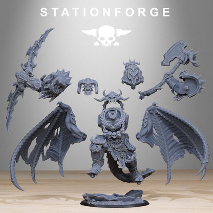 Corrupted Demon, Chaotic Daemonic Monopose Miniatures Sculpted by STATIONFORGE  for Wargames set in the Grimdark Future
