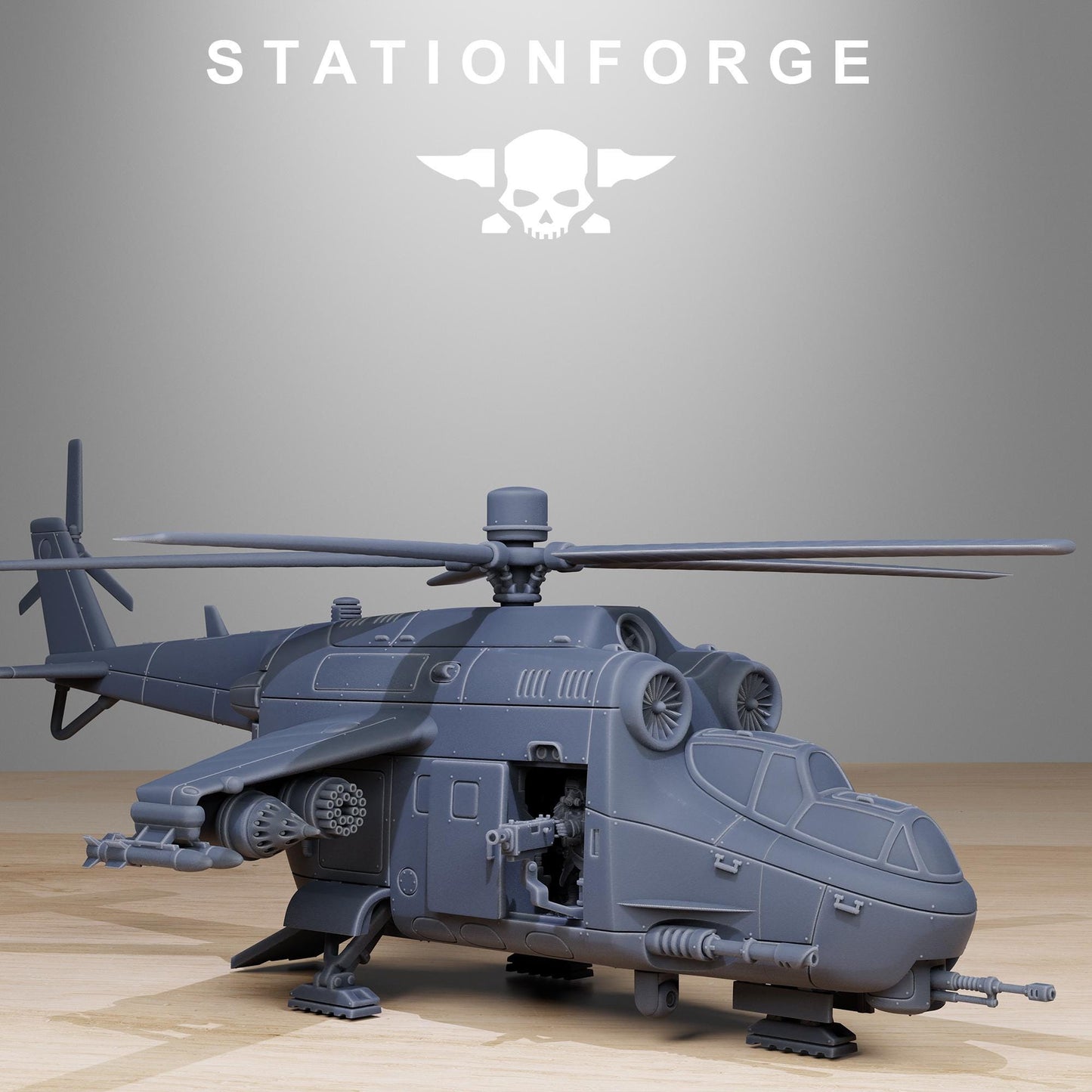 GrimGuard Helicopter, Modular Sci-Fi Guardsmen Warplane by STATIONFORGE, Sci-fi Wargames Proxy, Imperial Guard Transport
