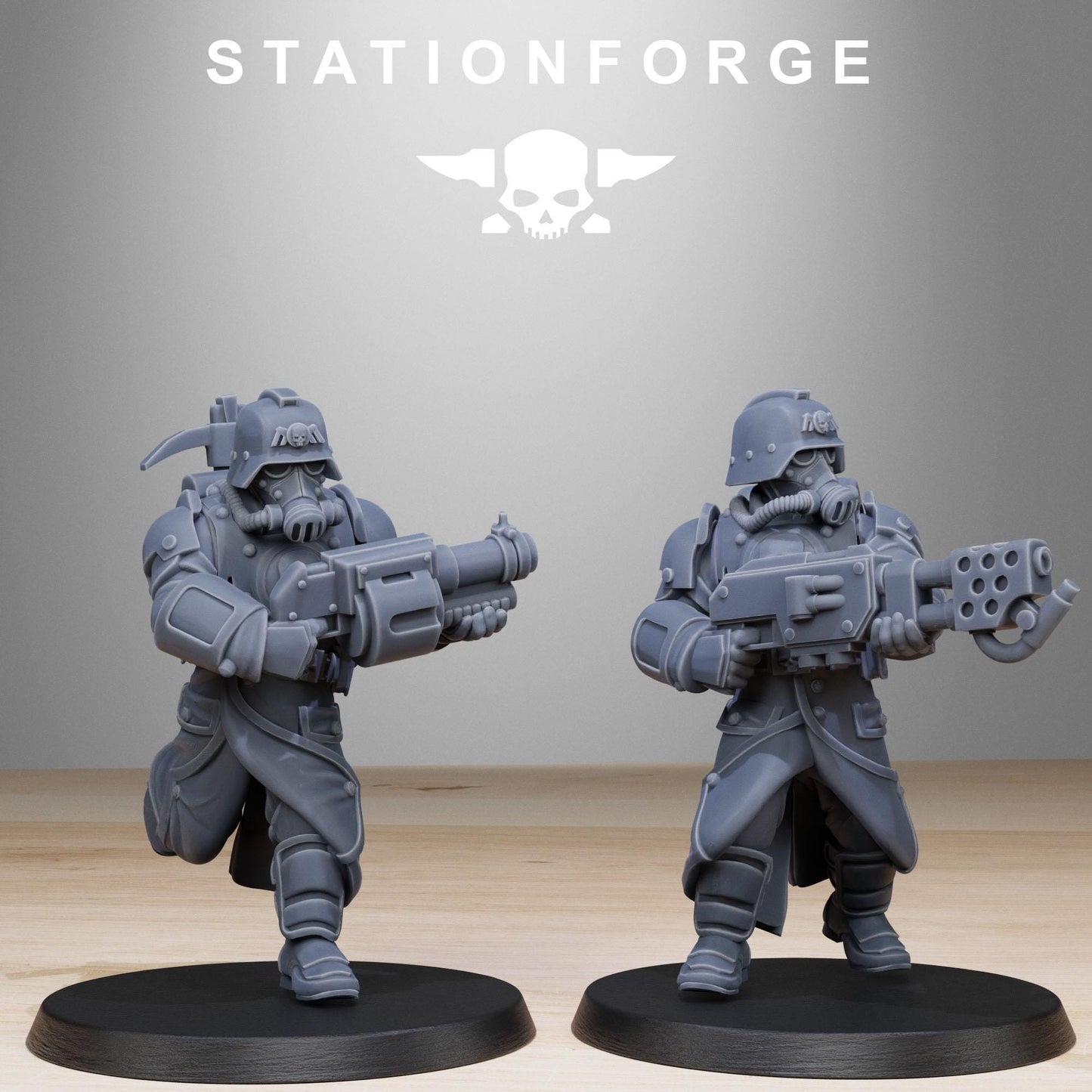 GrimGuard Bombardiers, Death Korps Proxy, Sci-Fi Wargames Miniatures by STATIONFORGE