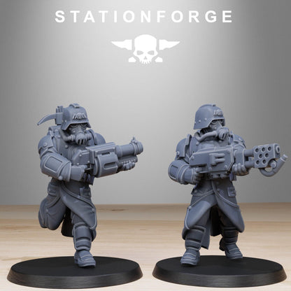 GrimGuard Bombardiers, Death Korps Proxy, Sci-Fi Wargames Miniatures by STATIONFORGE