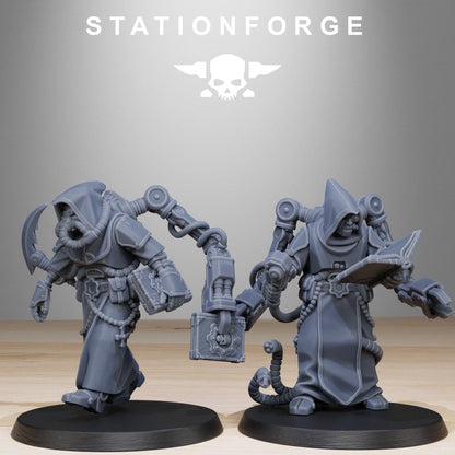 Scavenger Monks, Space Techno-bots, modular Sci-Fi warriors by STATIONFORGE, Sci-Fi Wargames Cyber-themed Grimdark miniatures