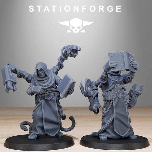 Scavenger Monks, Space Techno-bots, modular Sci-Fi warriors by STATIONFORGE, Sci-Fi Wargames Cyber-themed Grimdark miniatures