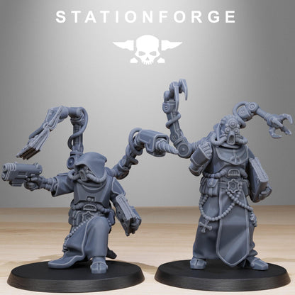 Scavenger Monks, Space Techno-bots, modular Sci-Fi warriors by STATIONFORGE, Sci-Fi Wargames Cyber-themed Grimdark miniatures