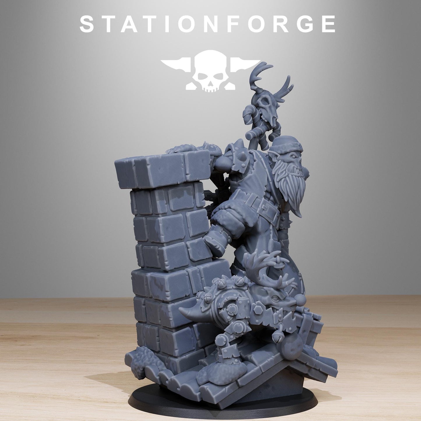 Orkaz Claus, Space-Faring Orkish Menace Sculpted by STATIONFORGE, Grimdark Compatible, Sci-Fi Wargame Scale