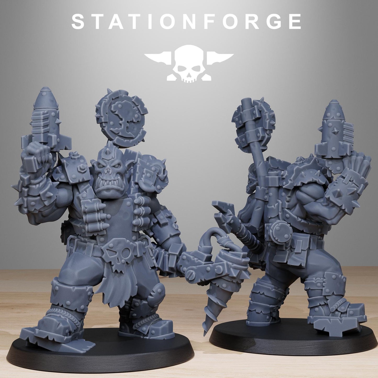 Orkaz Smashers, Space-Faring Orkish Menace Sculpted by STATIONFORGE, Grimdark Compatible, Sci-Fi Wargame Scale