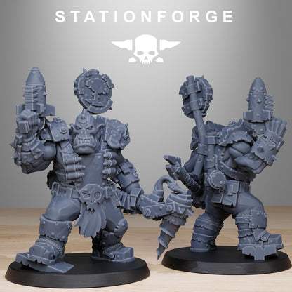 Orkaz Smashers, Space-Faring Orkish Menace Sculpted by STATIONFORGE, Grimdark Compatible, Sci-Fi Wargame Scale