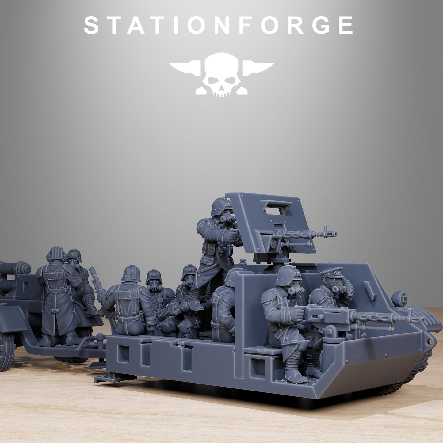 GrimGuard Tankette, Modular Sci-Fi Guardsmen Vehicle by STATIONFORGE, Sci-fi Wargames Proxy, Imperial Guard Transport Truck