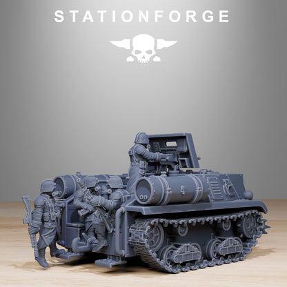 GrimGuard Tankette, Modular Sci-Fi Guardsmen Vehicle by STATIONFORGE, Sci-fi Wargames Proxy, Imperial Guard Transport Truck