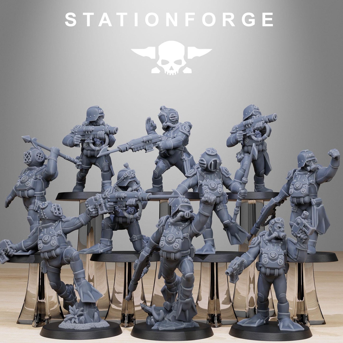 GrimGuard Divers, Death Korps Proxy, Sci-Fi Wargames Miniatures by STATIONFORGE