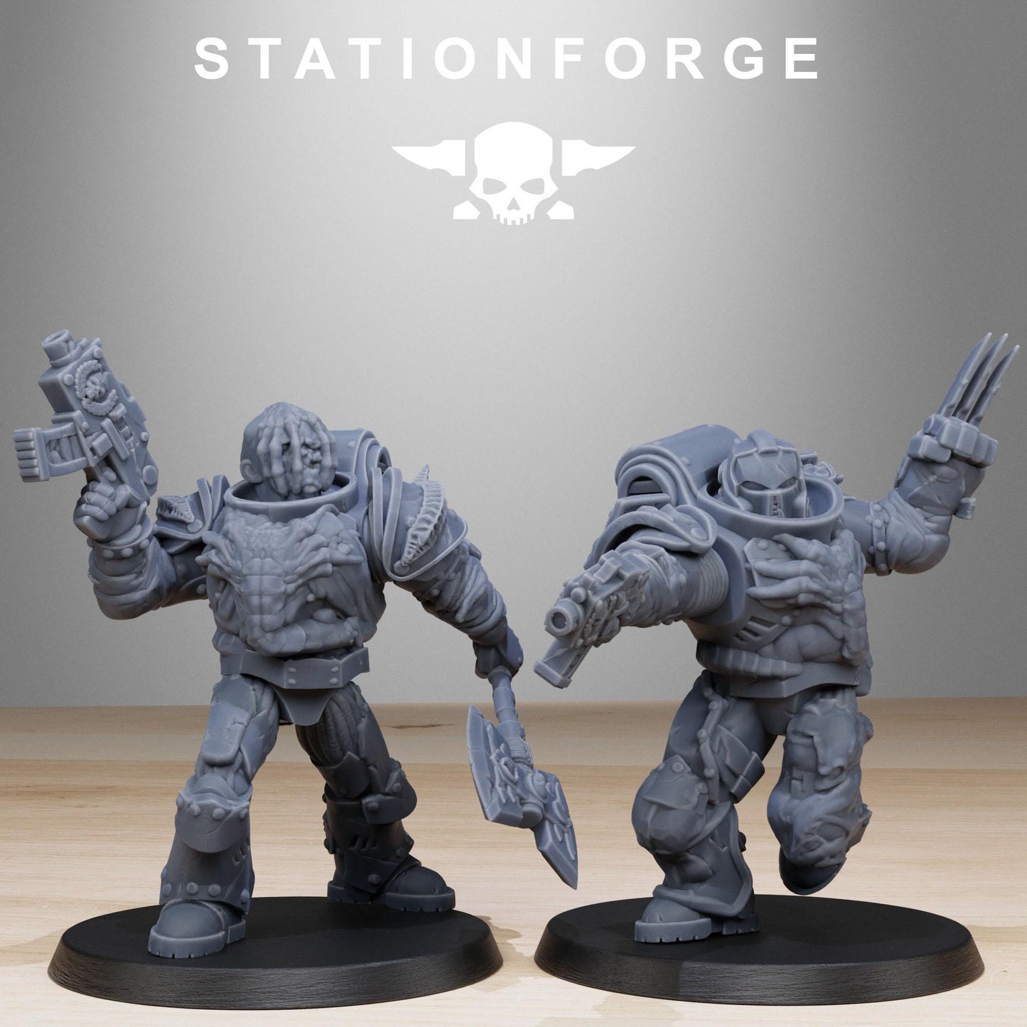 Corrupted Socratis Infantry, Modular Sci-Fi Marine warriors by STATIONFORGE, Grimdark Wargames Proxy