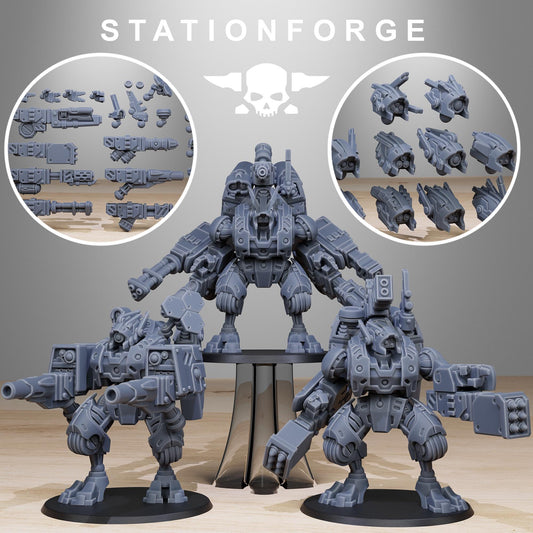 Tarion Strike Mechs Mk1 Builder Kit, Communitarian Alien Infantry, Sci-Fi Wargames Miniatures by STATIONFORGE