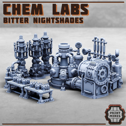 Chem Laboratory - Bitter Nightshades - Sci-Fi Space Industrial Terrain by Print Minis - Entire set