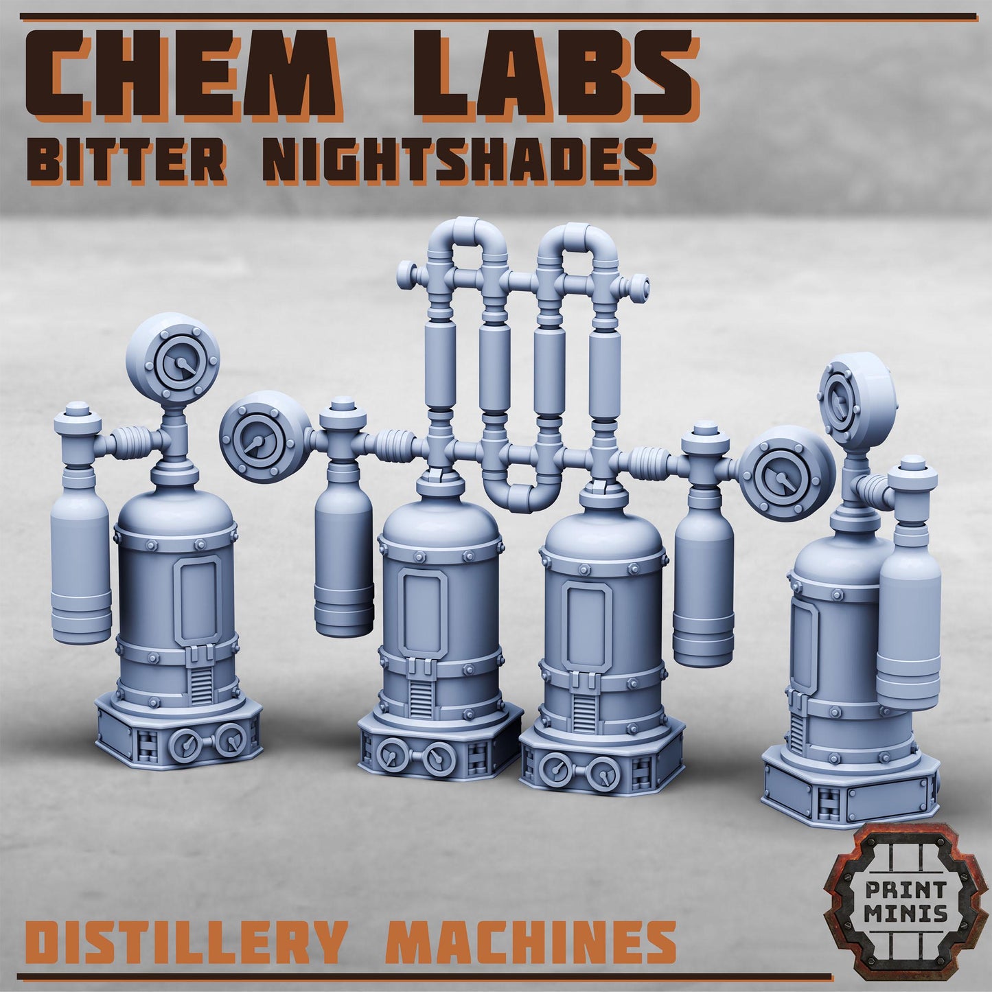 Chem Laboratory - Bitter Nightshades - Sci-Fi Space Industrial Terrain by Print Minis - Entire set
