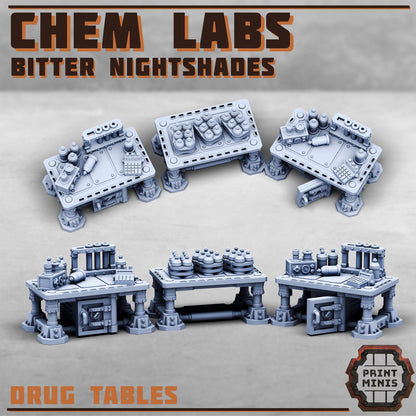 Chem Laboratory - Bitter Nightshades - Sci-Fi Space Industrial Terrain by Print Minis - Entire set
