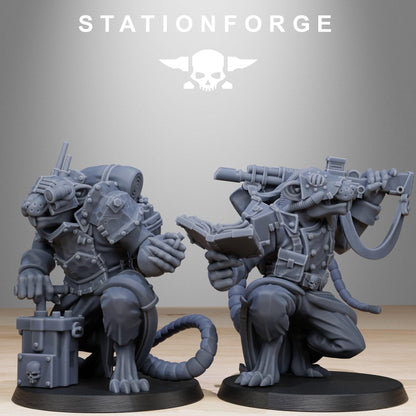 GrimGuard Raticus, Space Techno-Rats, monopose Sci-Fi warriors by STATIONFORGE, Sci-Fi Wargames Rat-Themed Grimdark miniatures
