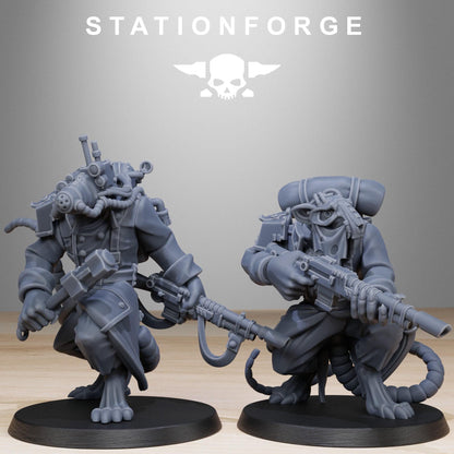 GrimGuard Raticus, Space Techno-Rats, monopose Sci-Fi warriors by STATIONFORGE, Sci-Fi Wargames Rat-Themed Grimdark miniatures