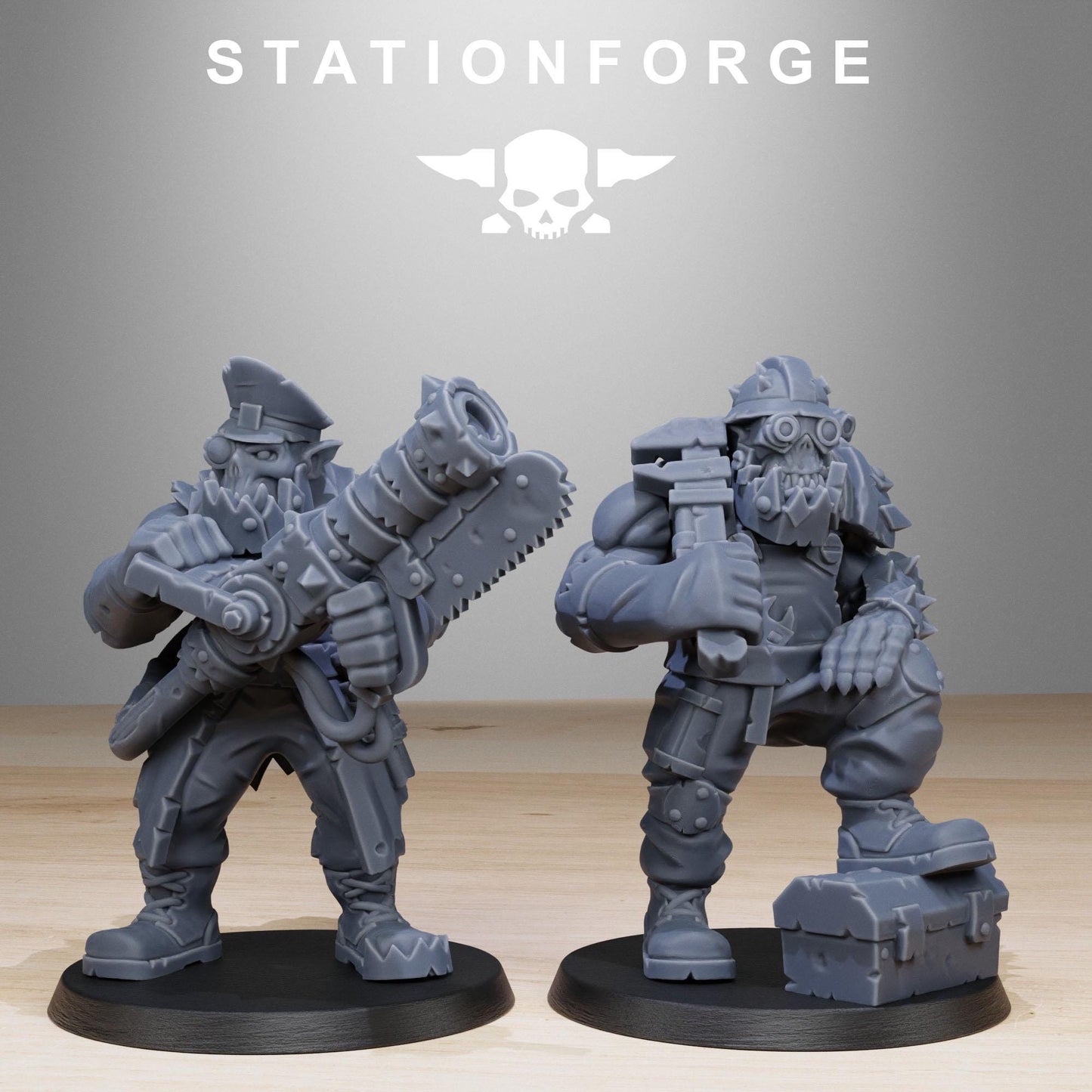 Orkaz Team Fighters, Space-Faring Orkish Menace Sculpted by STATIONFORGE, Grimdark Compatible, Sci-Fi Wargame Scale