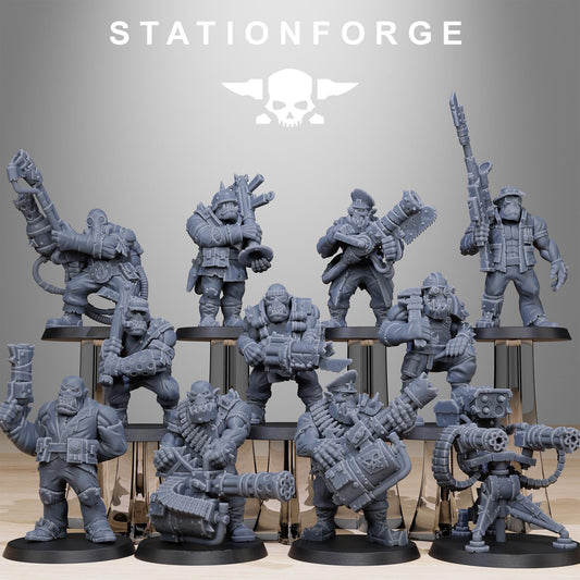 Orkaz Team Fighters, Space-Faring Orkish Menace Sculpted by STATIONFORGE, Grimdark Compatible, Sci-Fi Wargame Scale