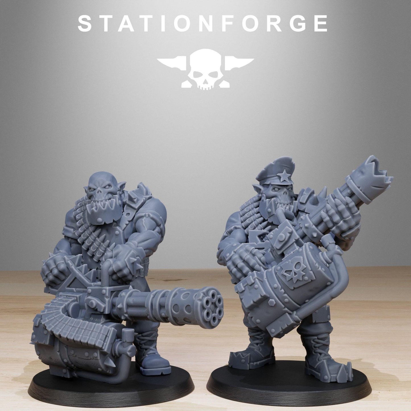 Orkaz Team Fighters, Space-Faring Orkish Menace Sculpted by STATIONFORGE, Grimdark Compatible, Sci-Fi Wargame Scale