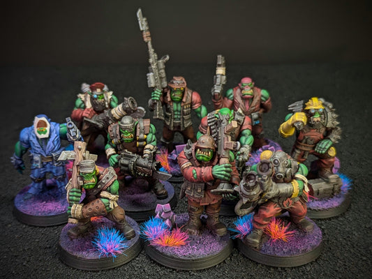 Orkaz Team Fighters, Space-Faring Orkish Menace Sculpted by STATIONFORGE, Grimdark Compatible, Sci-Fi Wargame Scale