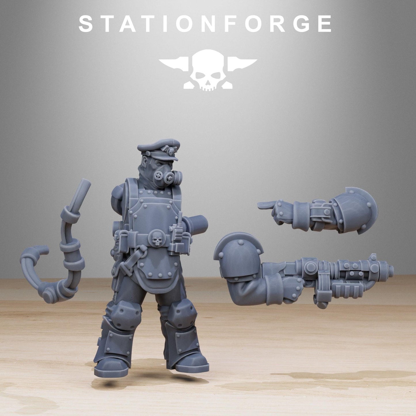 GrimGuard Armored Squad, Death Korps Proxy, Sci-Fi Wargames Miniatures by STATIONFORGE