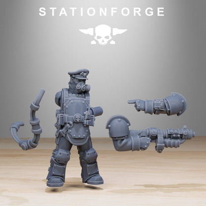 GrimGuard Armored Squad, Death Korps Proxy, Sci-Fi Wargames Miniatures by STATIONFORGE