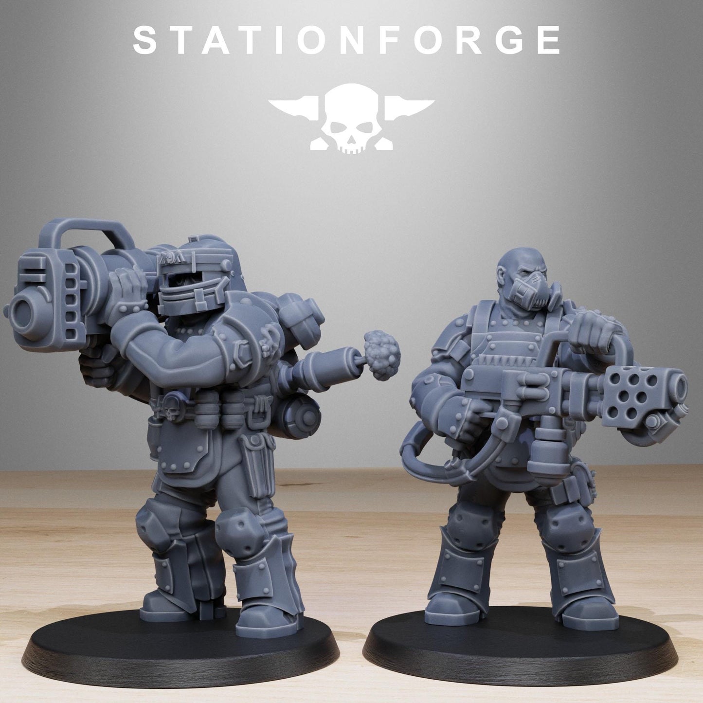 GrimGuard Armored Squad, Death Korps Proxy, Sci-Fi Wargames Miniatures by STATIONFORGE