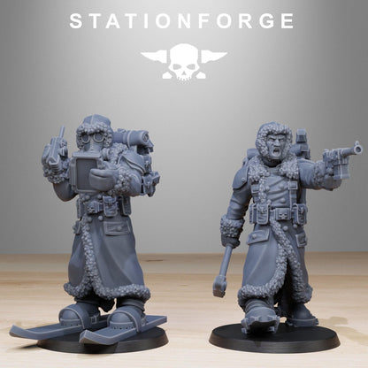 GrimGuard Frostwatch Skiers, Death Korps Proxy, Sci-Fi Wargames Miniatures by STATIONFORGE