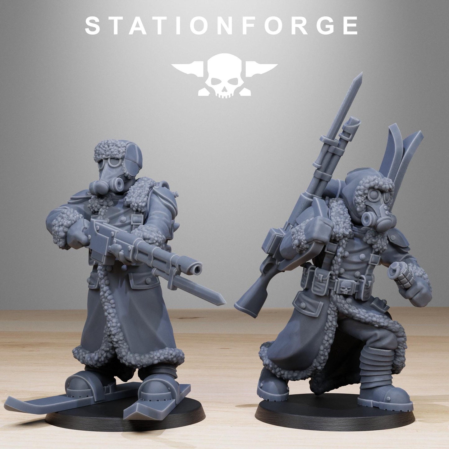 GrimGuard Frostwatch Skiers, Death Korps Proxy, Sci-Fi Wargames Miniatures by STATIONFORGE