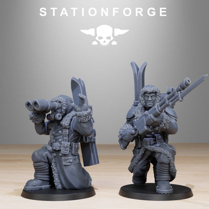 GrimGuard Frostwatch Skiers, Death Korps Proxy, Sci-Fi Wargames Miniatures by STATIONFORGE