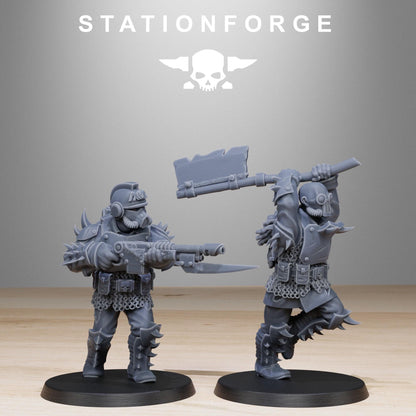 Corrupted Guard Builder Kit, Chaos Worshipper Sci-Fi Wargames Miniatures by STATIONFORGE, Corrupted Imperial Guard