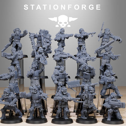 Corrupted Guard Builder Kit, Chaos Worshipper Sci-Fi Wargames Miniatures by STATIONFORGE, Corrupted Imperial Guard