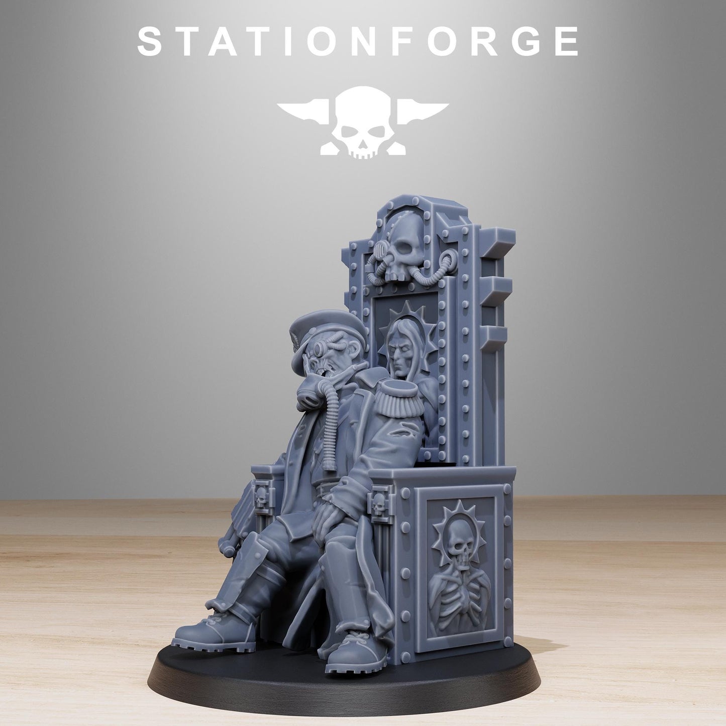 GrimGuard The Fallen Officer, Death Korps Proxy, Sci-Fi Wargames Miniatures by STATIONFORGE