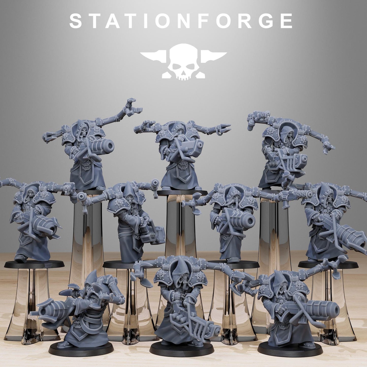 Scavenger Volatiles Infantry, Space Techno-bots, modular Sci-Fi warriors by STATIONFORGE, Sci-Fi Wargames Cyber-themed Grimdark miniatures