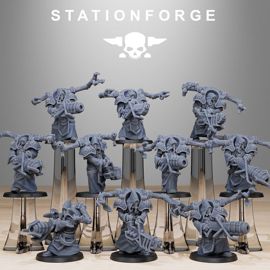 Scavenger Volatiles Infantry, Space Techno-bots, modular Sci-Fi warriors by STATIONFORGE, Sci-Fi Wargames Cyber-themed Grimdark miniatures