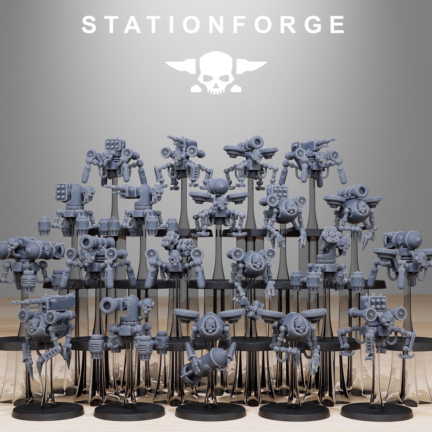 Scavenger Drones, Mechanical Drone Bots, Sci-Fi Wargames Miniatures by STATIONFORGE