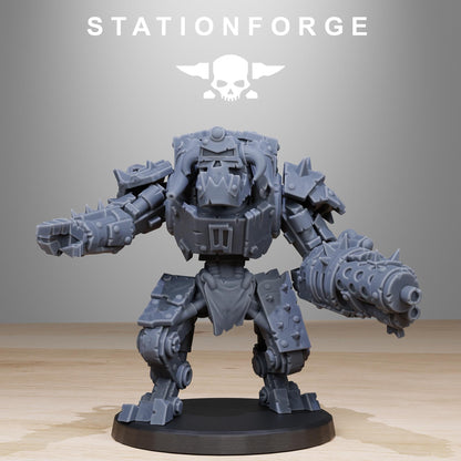 Orkaz Bots Infantry, Space-Faring Orkish Menace Sculpted by STATIONFORGE, Grimdark Compatible, Sci-Fi Wargame Scale