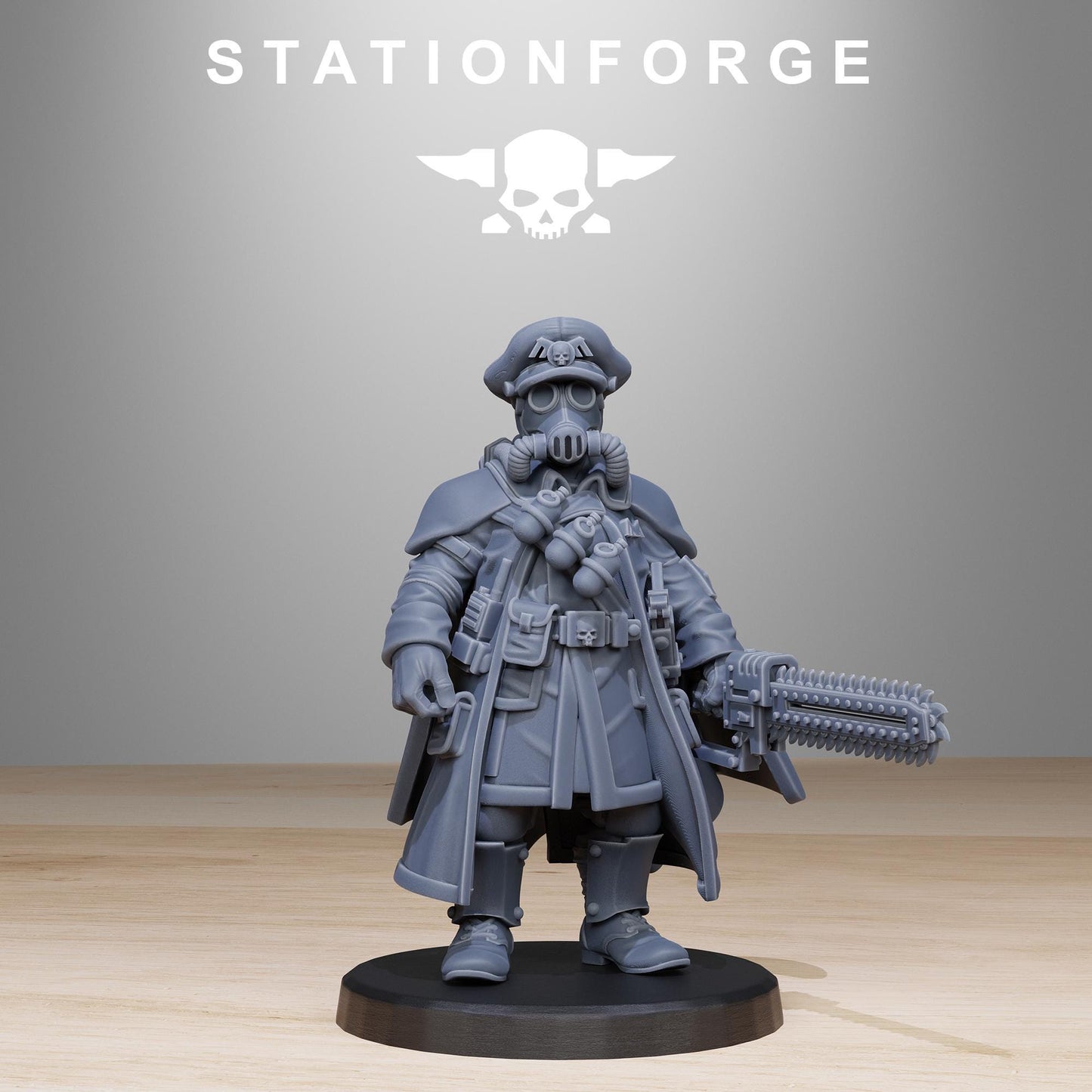GrimGuard Frostwatch Officer, Death Korps Proxy, Sci-Fi Wargames Miniatures by STATIONFORGE