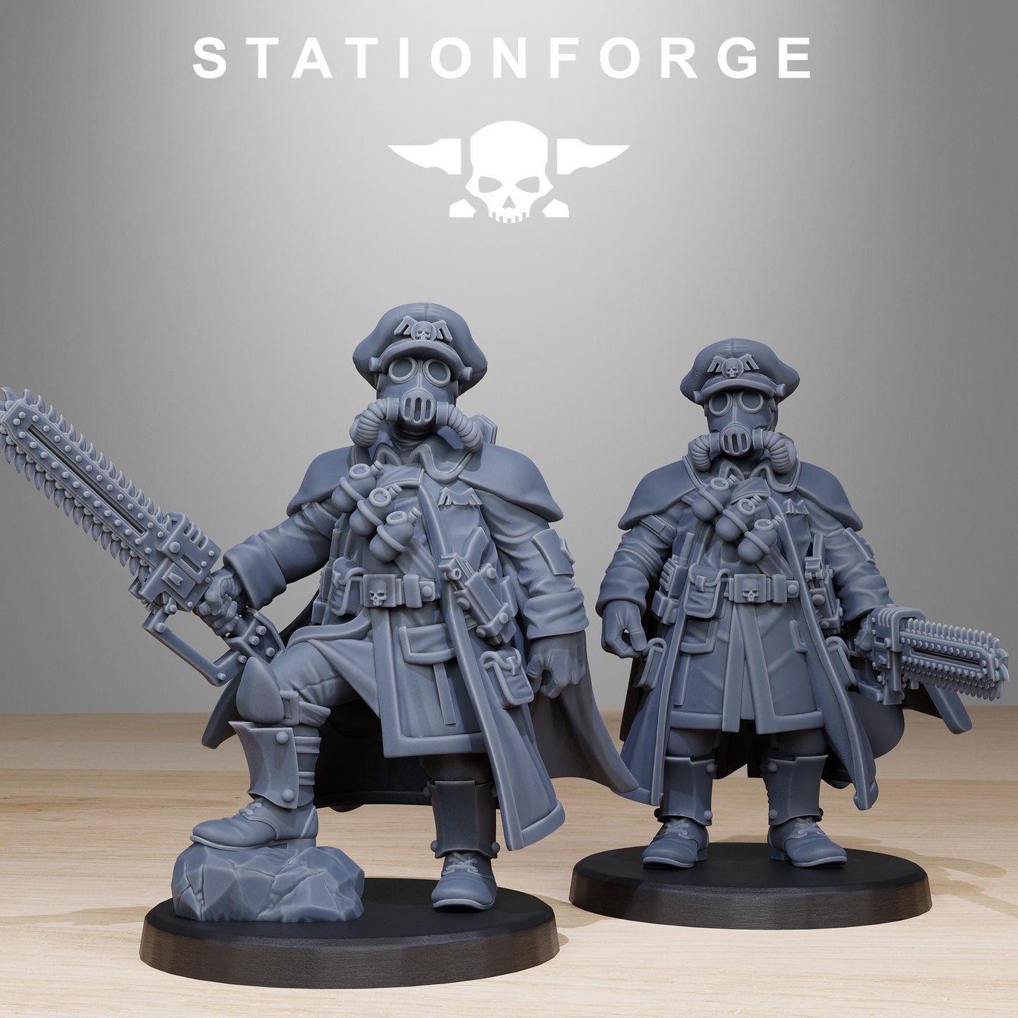 GrimGuard Frostwatch Officer, Death Korps Proxy, Sci-Fi Wargames Miniatures by STATIONFORGE
