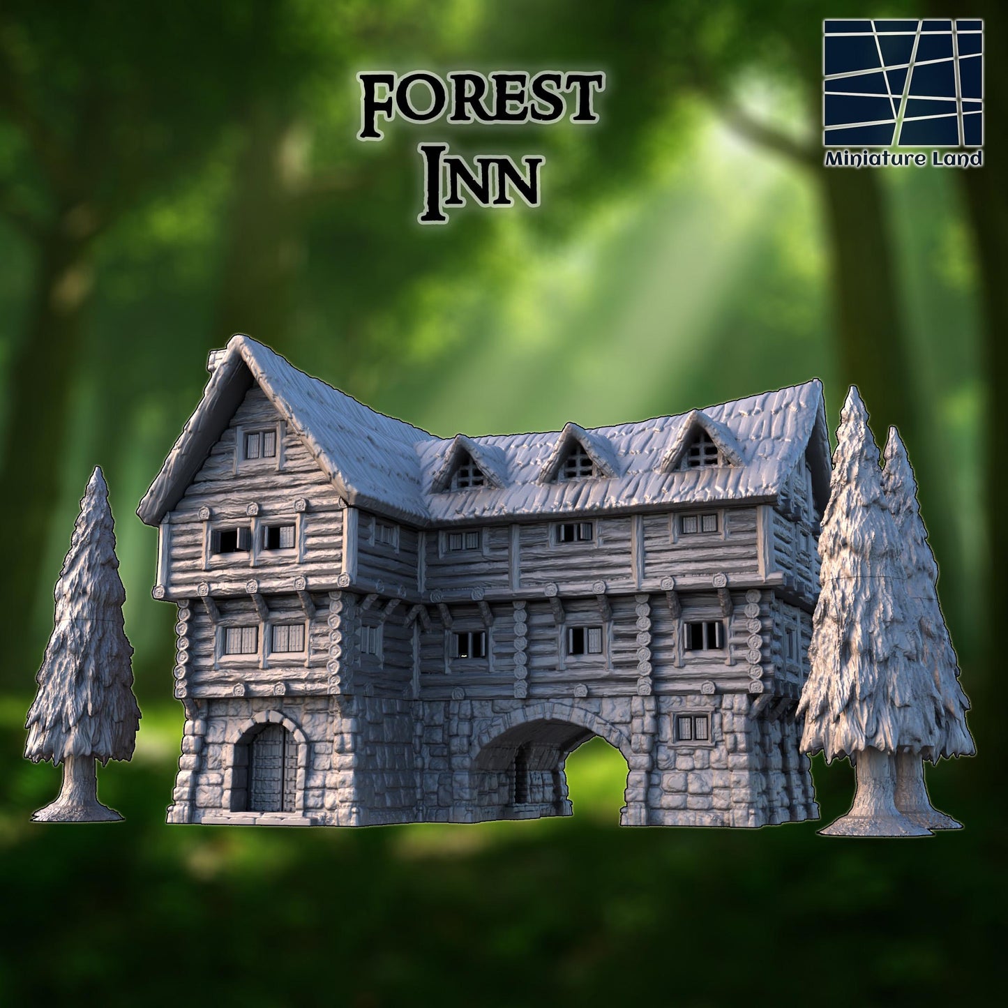 Forest Inn - Tabletop Terrain - 28 MM, Tabletop 3D Printed Terrain by MiniatureLand, Perfect for Wargaming and RPGs