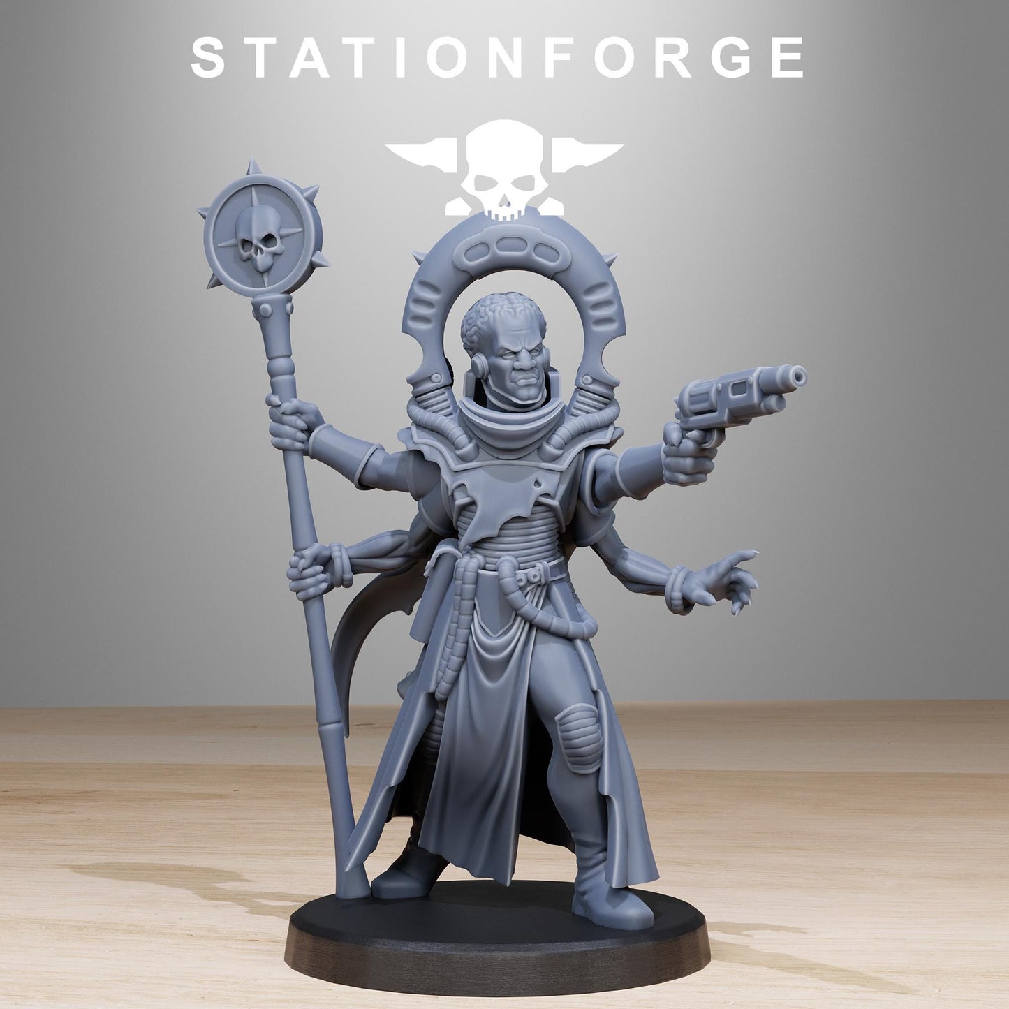Corrupted Gladiator, Chaos Worshipper Sci-Fi Wargames Miniatures by STATIONFORGE, Corrupted Imperial Guard