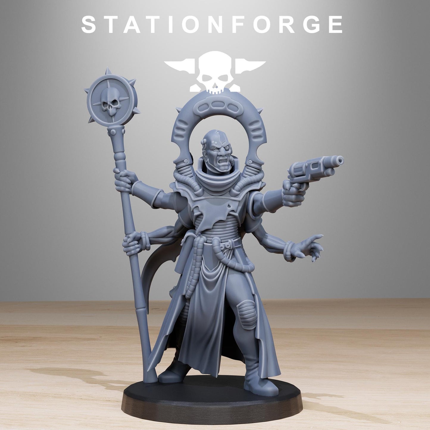 Corrupted Gladiator, Chaos Worshipper Sci-Fi Wargames Miniatures by STATIONFORGE, Corrupted Imperial Guard
